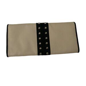 Michael Kors Womens Beige Leather Metal Studded Large Oversized Clutch Wallet